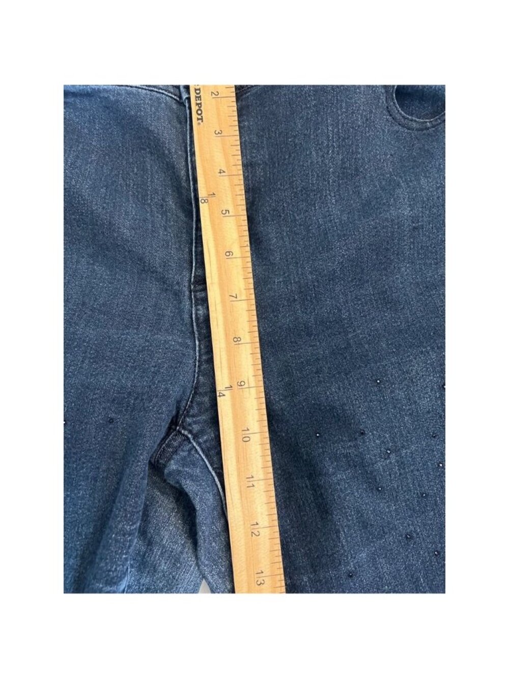 Chico's Womens Jeans Rhinestone Sz 10 Blue Pockets Skinny Ankle - Picture 6 of 8